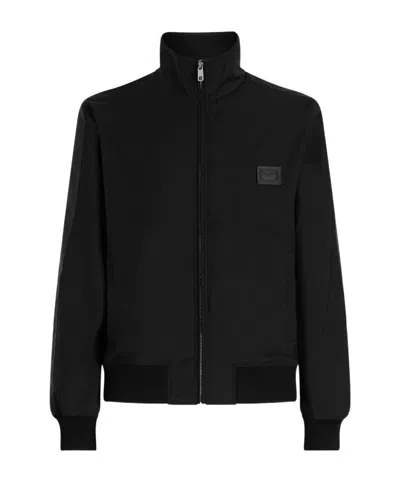 DOLCE & GABBANA LOGO-PATCH ZIP-UP BOMBER JACKET