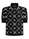 Dolce & Gabbana Men Wool And Silk Polo Shirt With Logo Monogram In Black
