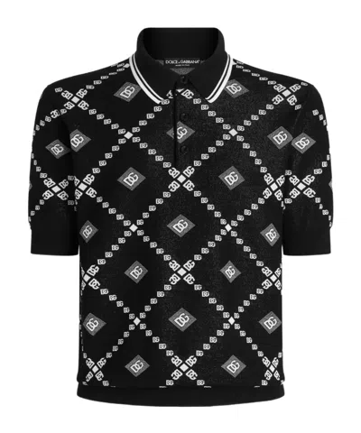 DOLCE & GABBANA LOGO-PATTERN POLO SHIRT