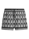 Dolce & Gabbana Logo-pattern Swim Shorts In Black