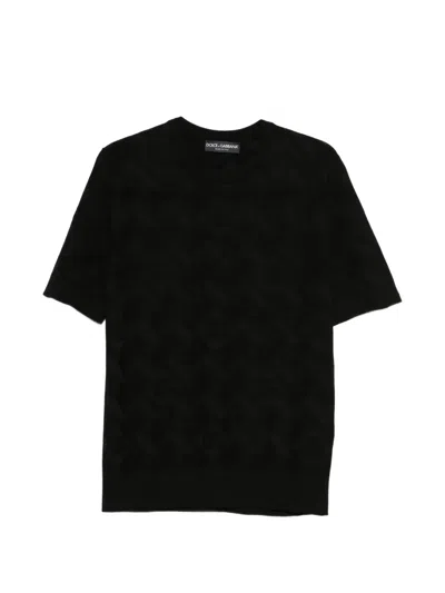 Dolce & Gabbana Logo Pattern T-shirt In Black
