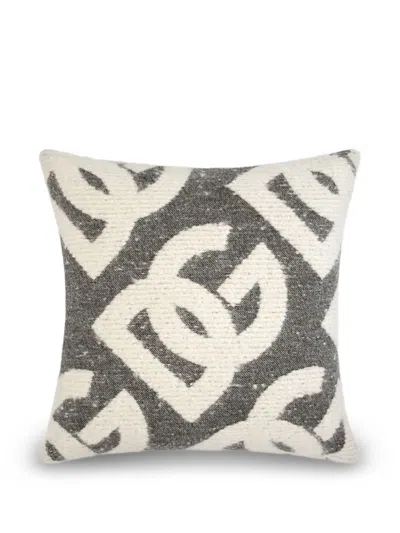 Dolce & Gabbana Logo-patterned Cushion In Gray