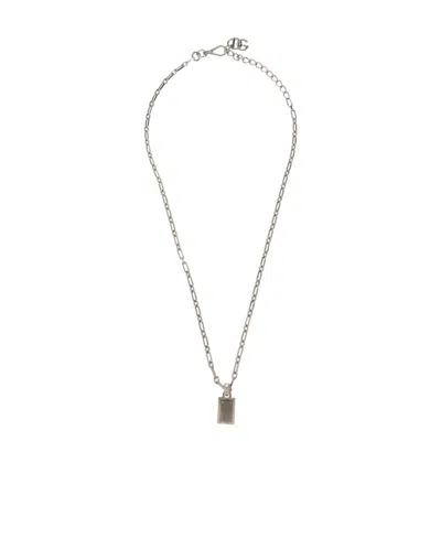Dolce & Gabbana Logo-pendant Chain-link Necklace In Yellow