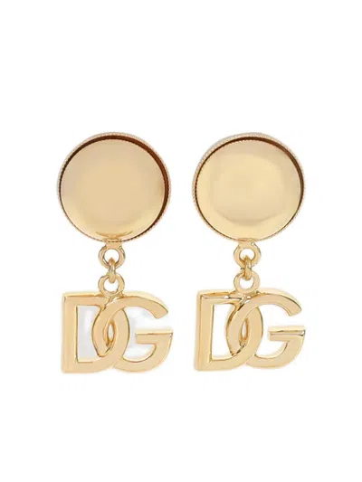 Dolce & Gabbana Logo Pendant Earrings In Gold