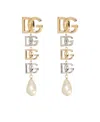 Dolce & Gabbana Drop Earrings With Two-tone Dg Multi-logo In Yellow