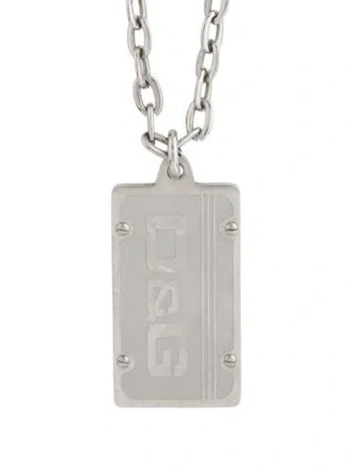 Pre-owned Dolce & Gabbana Logo Pendant Necklace, 24.75" In Multi