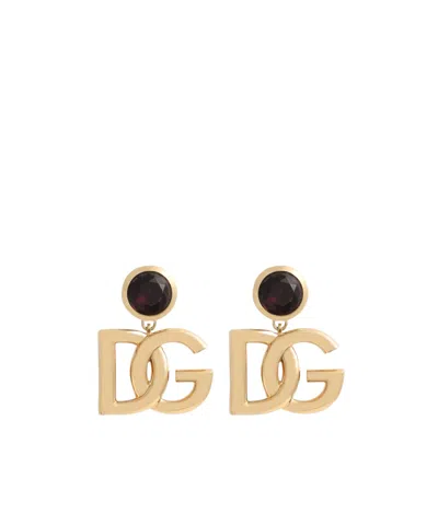 Dolce & Gabbana Dolce  Gabbana Logo Pendant Pop Earrings In Gold