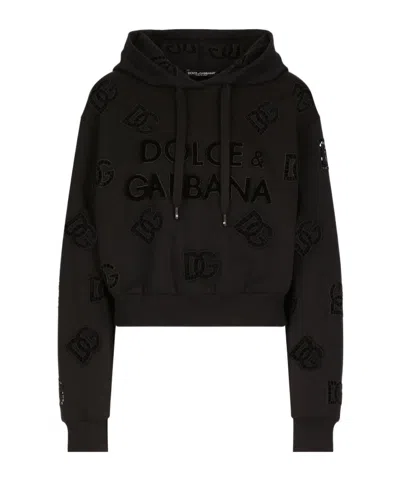 DOLCE & GABBANA DOLCE  GABBANA CUT-OUT DG LOGO JERSEY HOODIE