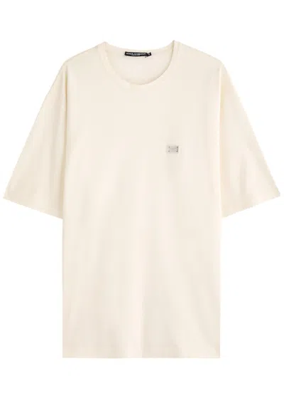 Dolce & Gabbana Logo Piqué Cotton T-shirt In White