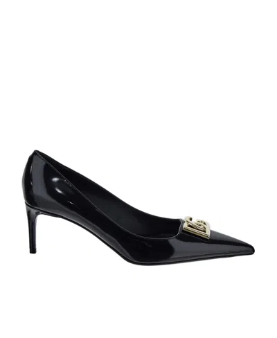 DOLCE & GABBANA DOLCE  GABBANA LOGO-PLAQUE POINTED TOE PUMPS