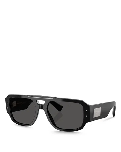 Dolce & Gabbana Logo Plaque Aviator Sunglasses, 57mm In Black