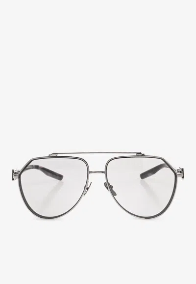 Dolce & Gabbana Logo Plaque Aviator Sunglasses In Gray