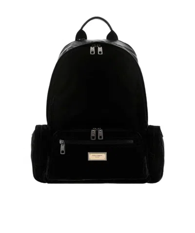 Dolce & Gabbana Logo Plaque Backpack In Black
