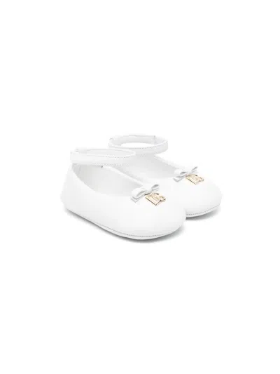 Dolce & Gabbana Babies' Logo-plaque Ballerina Shoes In White