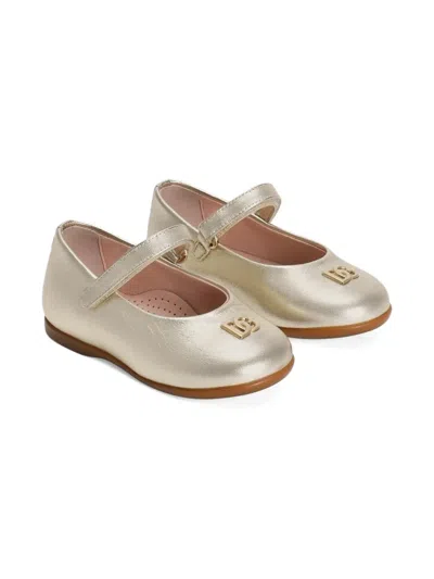 Dolce & Gabbana Kids' Logo-plaque Ballet Flats In Neutral