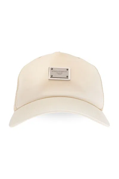 Dolce & Gabbana Logo-plaque Baseball Cap In Beige