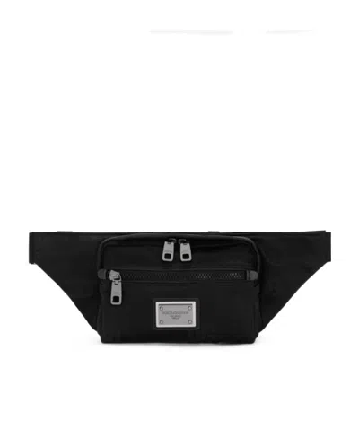 Dolce & Gabbana Logo-plaque Belt Bag In Black