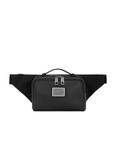 Dolce & Gabbana Logo-plaque Belt Bag In Black