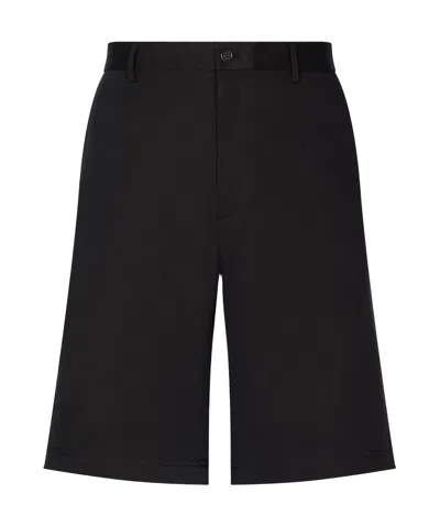 Dolce & Gabbana Stretch Cotton Shorts With Branded Tag In Blue