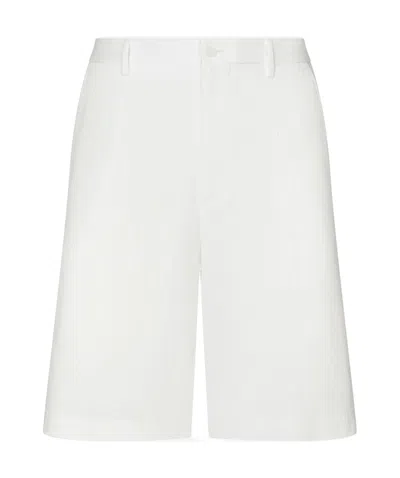 Dolce & Gabbana Logo-plaque Bermuda Shorts In White