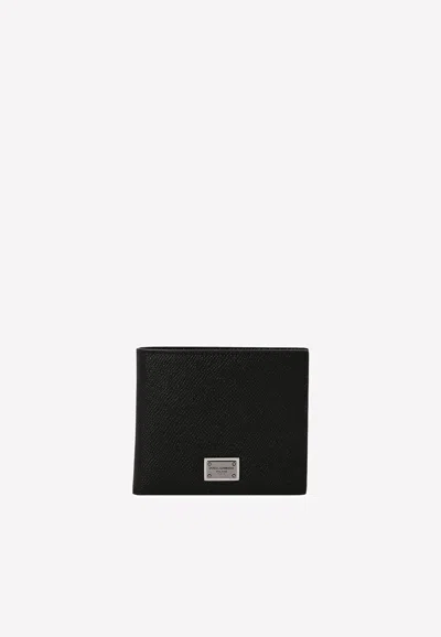 Dolce & Gabbana Logo Plaque Bi-fold Wallet In Black