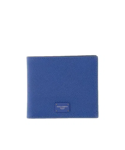 Dolce & Gabbana Logo-plaque Bi-fold Wallet In Blue