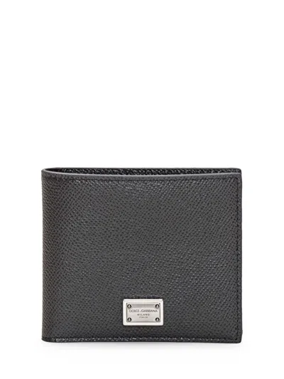 Dolce & Gabbana Logo Plaque Bifold Wallet In Black
