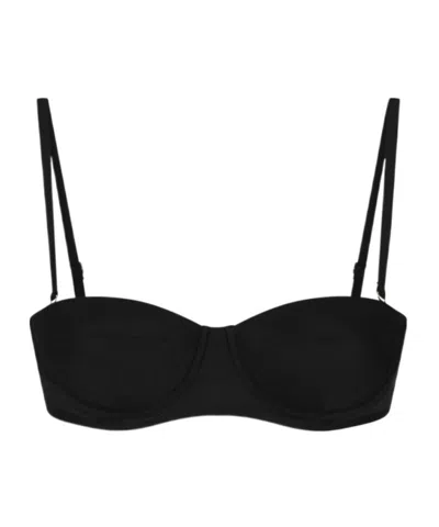 Dolce & Gabbana Logo-plaque Bikini Top In Black