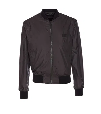 Dolce & Gabbana Logo Plaque Bomber In Black