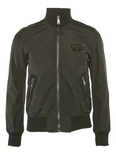 Pre-owned Dolce & Gabbana Logo-plaque Bomber Jacket In Black