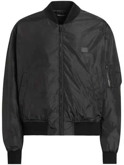 DOLCE & GABBANA LOGO-PLAQUE BOMBER JACKET