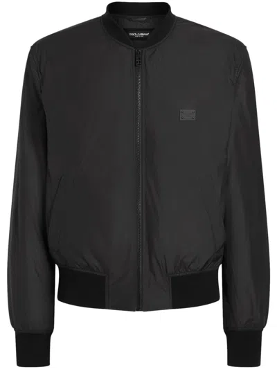 DOLCE & GABBANA LOGO-PLAQUE BOMBER JACKET