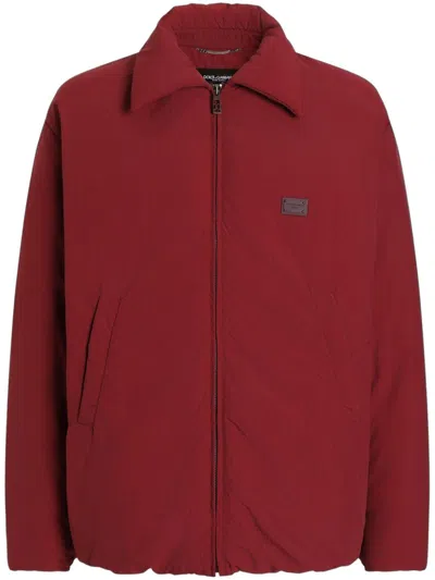 Dolce & Gabbana Logo-plaque Bomber Jacket In Red