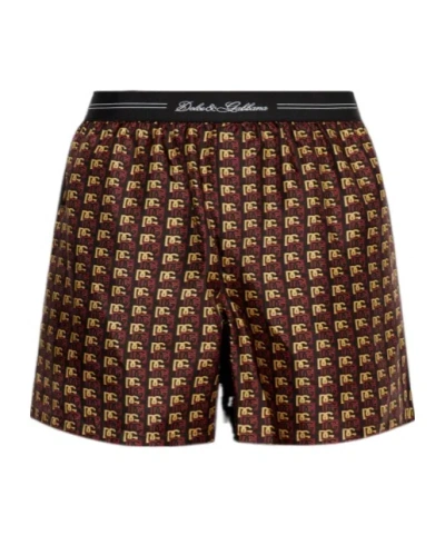 Dolce & Gabbana Logo-plaque Boxers In Brown