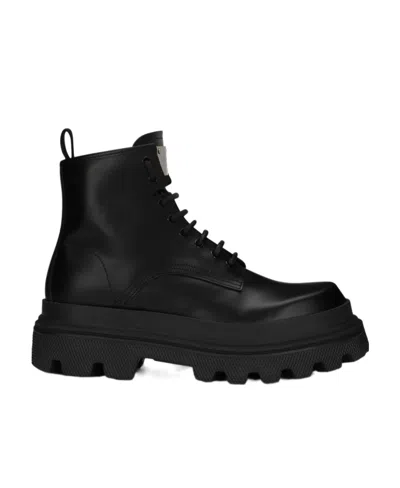 DOLCE & GABBANA DOLCE  GABBANA LOGO PLAQUE ANKLE BOOTS