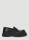 DOLCE & GABBANA LOGO PLAQUE BRUSHED LEATHER LOAFERS