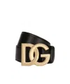 Dolce & Gabbana Patent Leather Belt With Dg Logo In Black