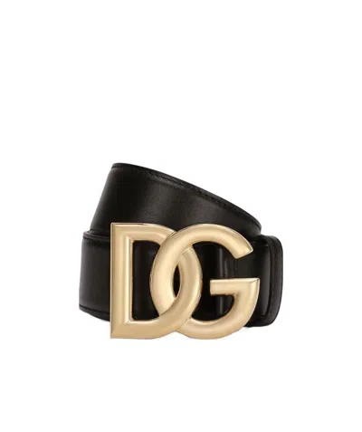 Dolce & Gabbana Patent Leather Belt With Dg Logo In Black