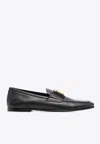 Dolce & Gabbana Logo Plaque Calf Leather Loafers In Black