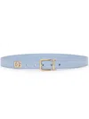 Dolce & Gabbana Women's Logo Plaque Calfskin Belt In Carta Da Zucchero