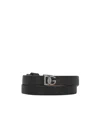 Dolce & Gabbana Black Belt With Buckle Closure And Interwoven Design In Leather Man In Black