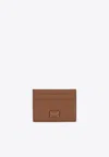 Dolce & Gabbana Logo Plaque Calfskin Cardholder In Brown