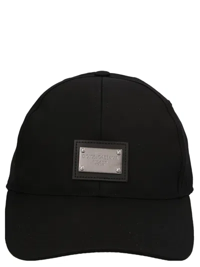Dolce & Gabbana Logo Tag Embellished Baseball Cap In Black