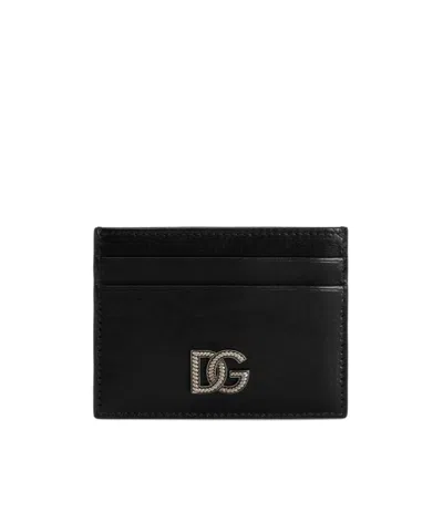 Dolce & Gabbana Cardholder With Metallic Application In Black
