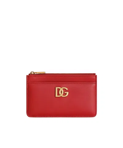 Dolce & Gabbana Dolce  Gabbana Logo Plaque Card Holder In Red