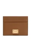 Dolce & Gabbana Dauphine Calfskin Card Holder In Brown