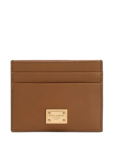 Dolce & Gabbana Logo-plaque Cardholder In Brown