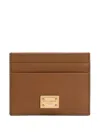 Dolce & Gabbana Dauphine Calfskin Card Holder In Brown