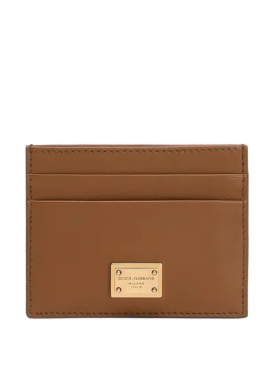 Dolce & Gabbana Logo-plaque Cardholder In Brown