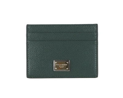 Dolce & Gabbana Logo Plaque Cardholder In Green